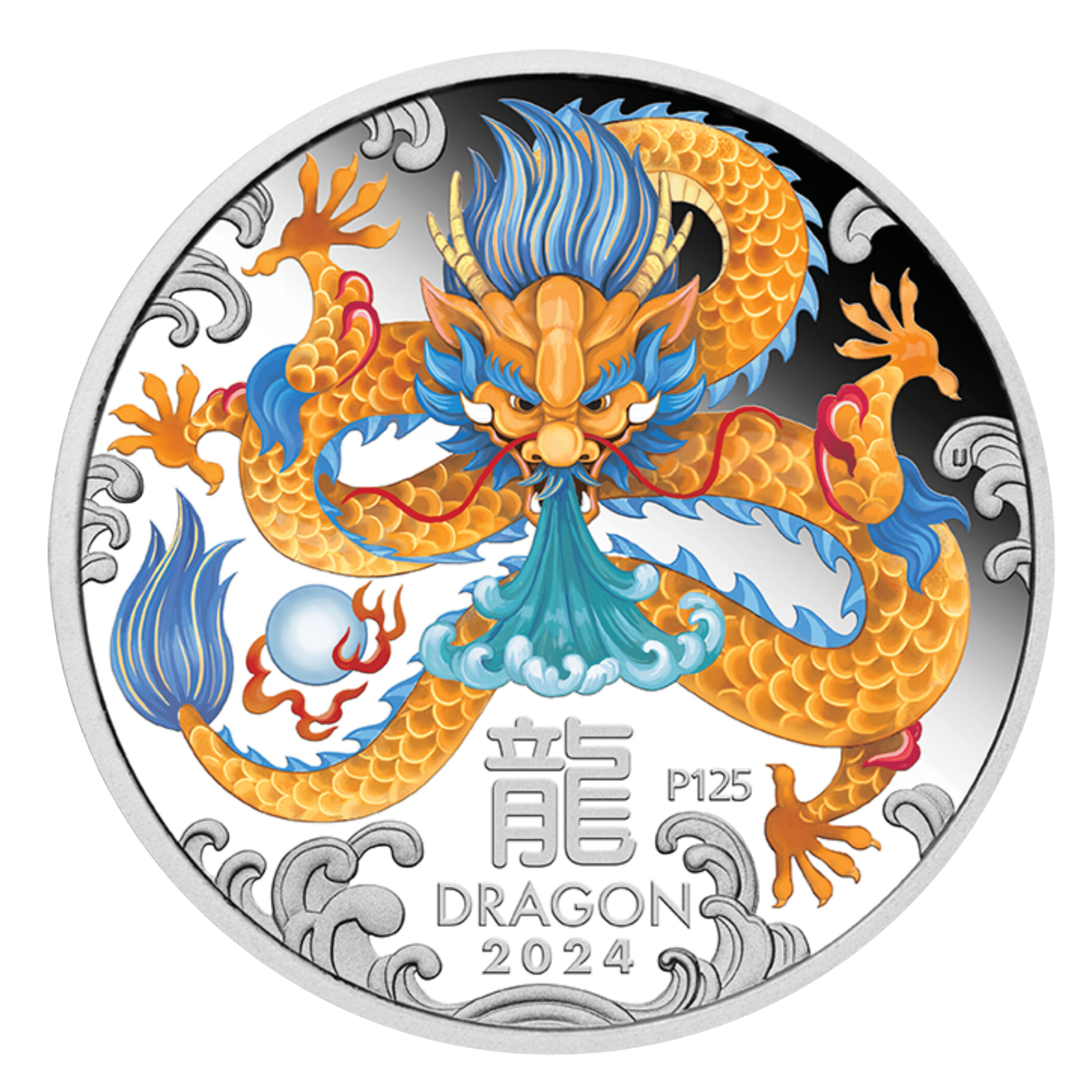 2024 Year of the Dragon 1oz Silver Coloured Coin in Card